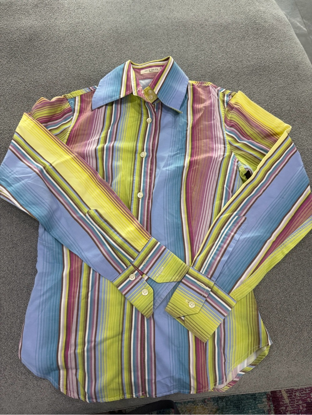 Etro Multicolor Pastel Stripe Button-Front Blouse
